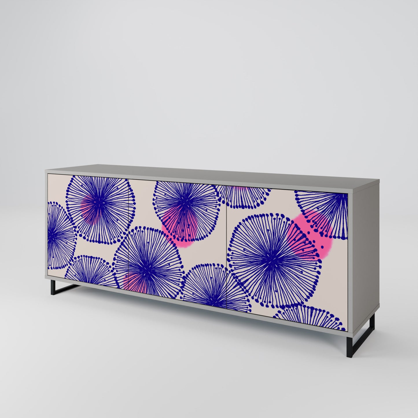 MAGIC NATURE Buffet 3 Portes Finition Grise