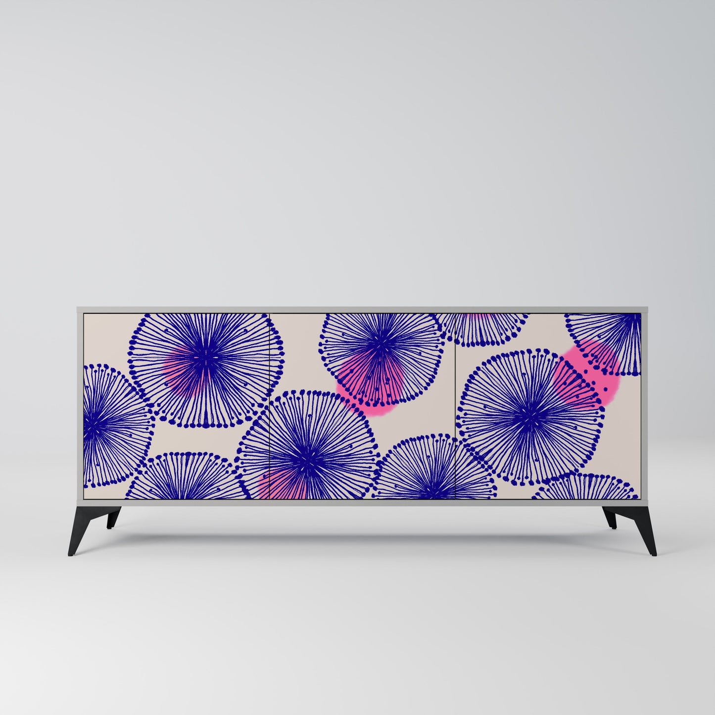 MAGIC NATURE Buffet 3 Portes Finition Grise