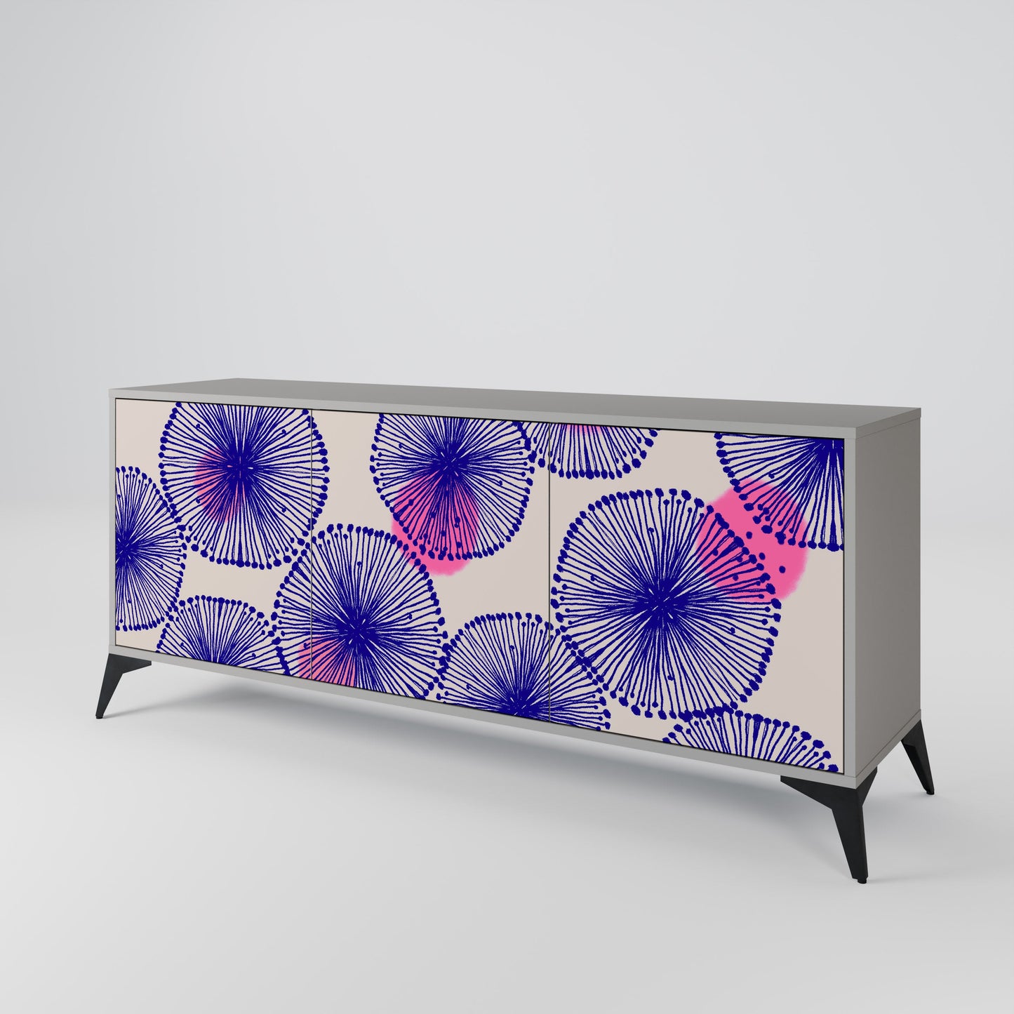 MAGIC NATURE Buffet 3 Portes Finition Grise