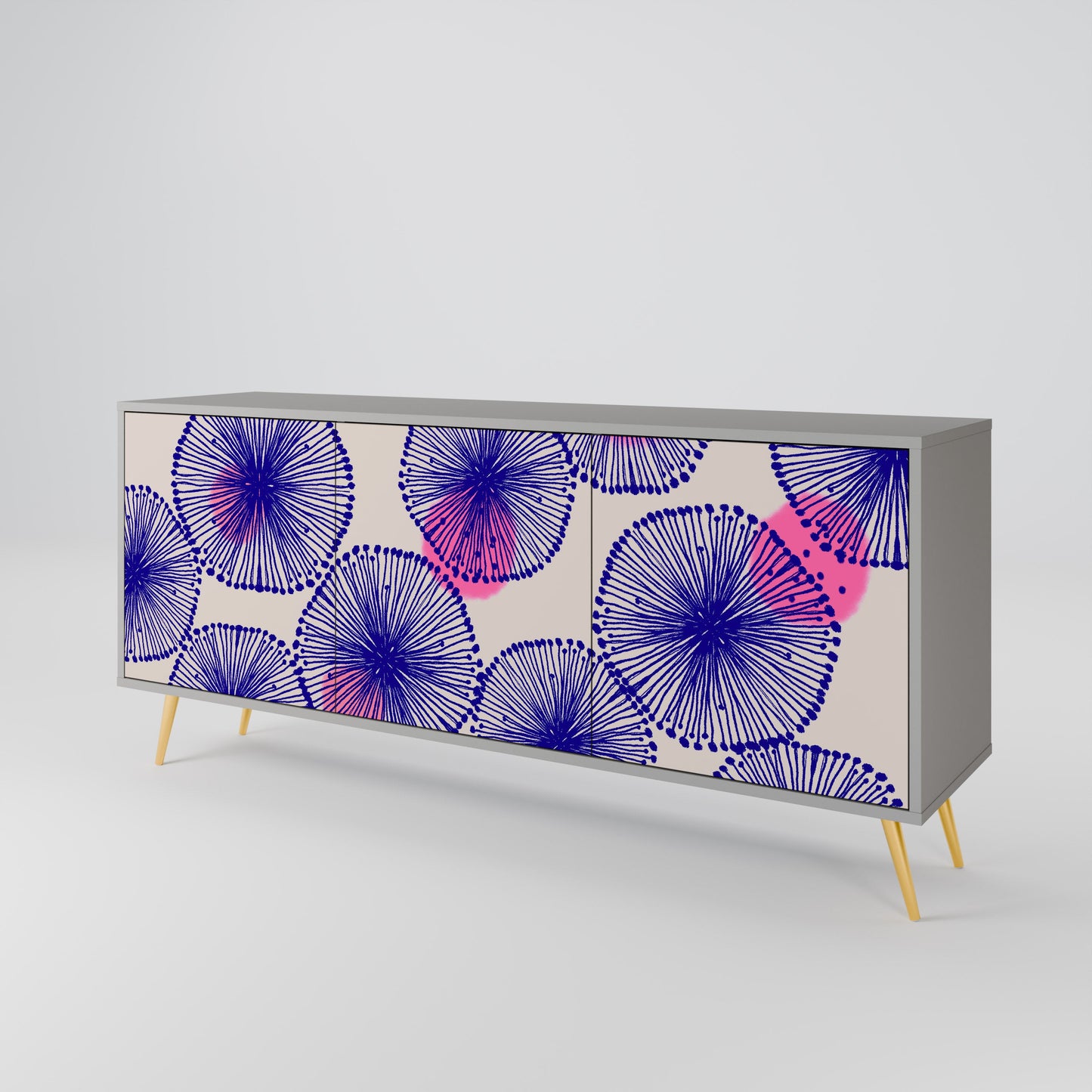 MAGIC NATURE Buffet 3 Portes Finition Grise