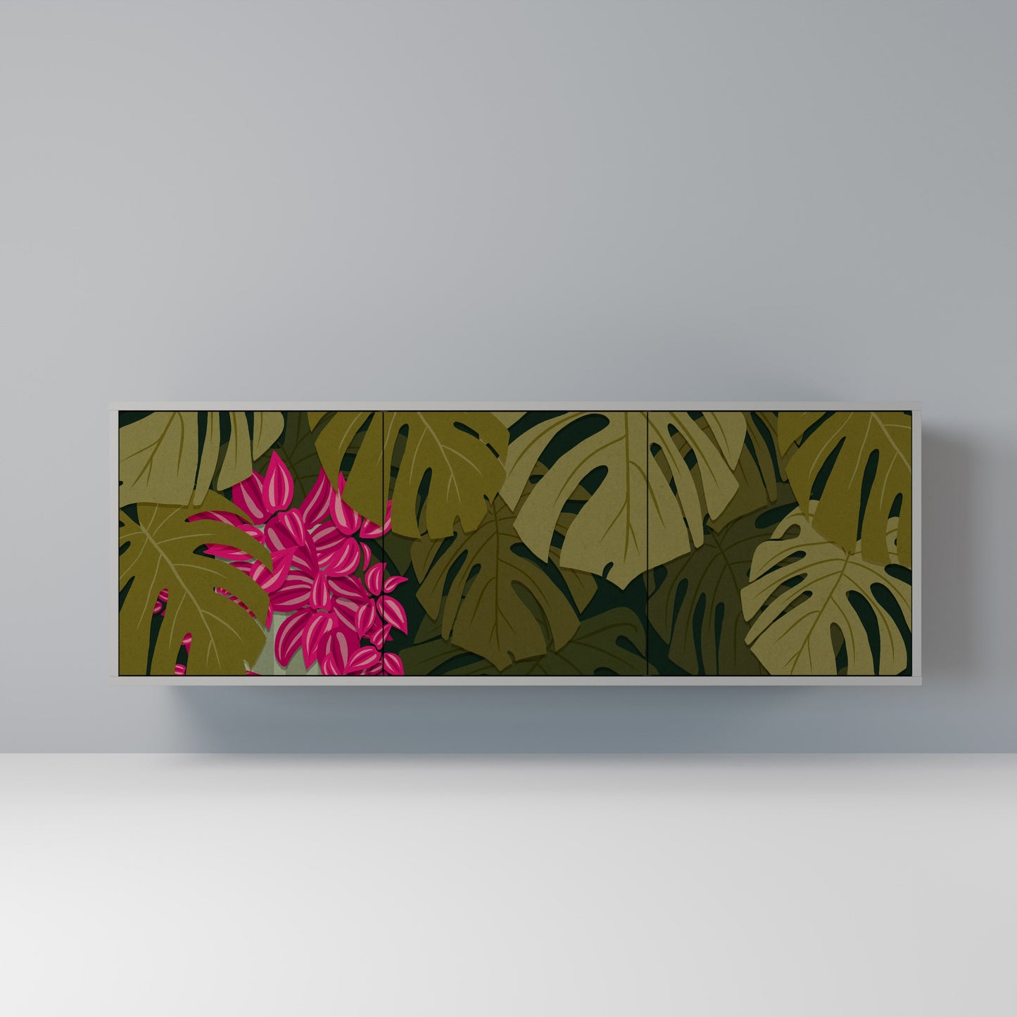 TROPICAL BEAUTY 3-Door Sideboard in Grey Finish