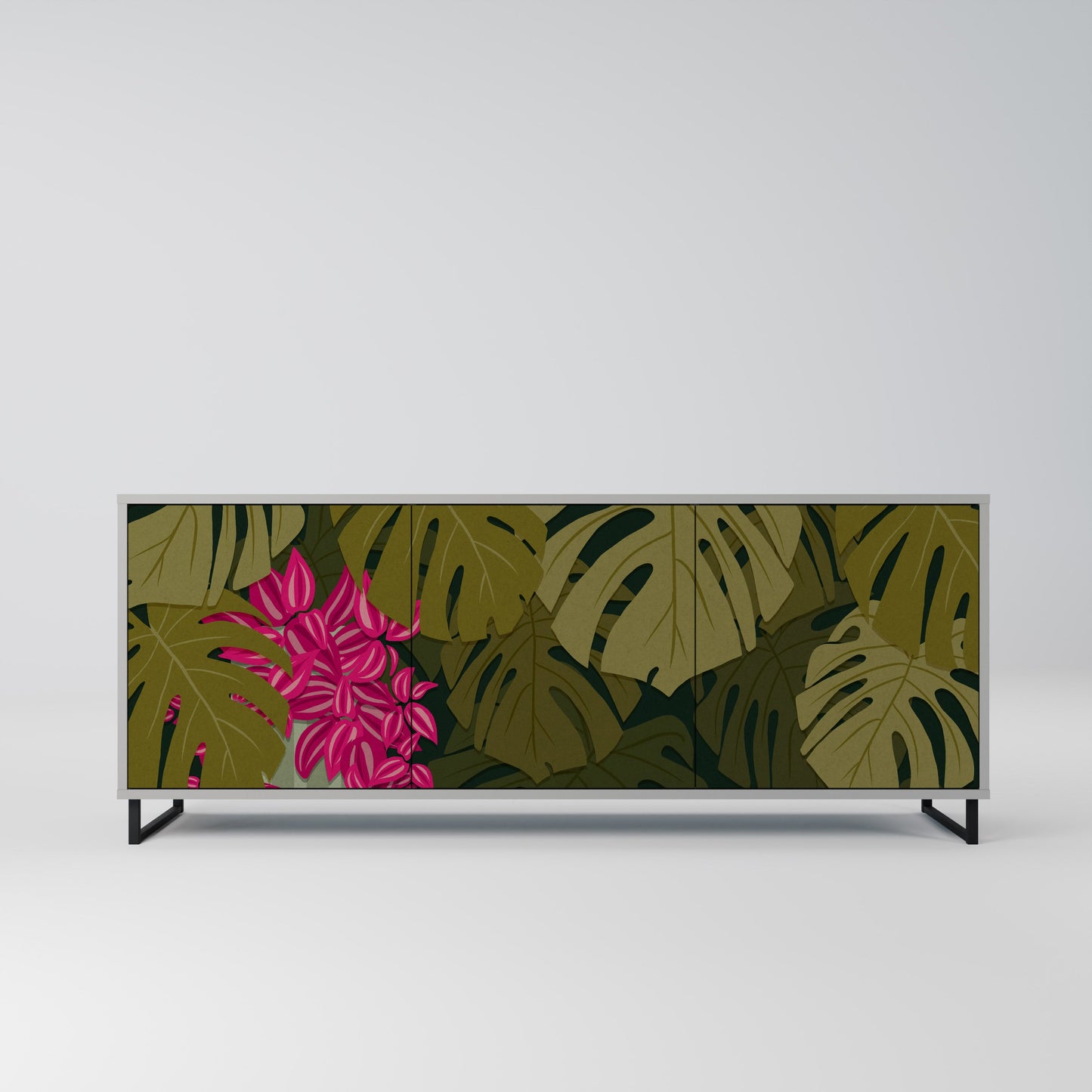 TROPICAL BEAUTY 3-Door Sideboard in Grey Finish