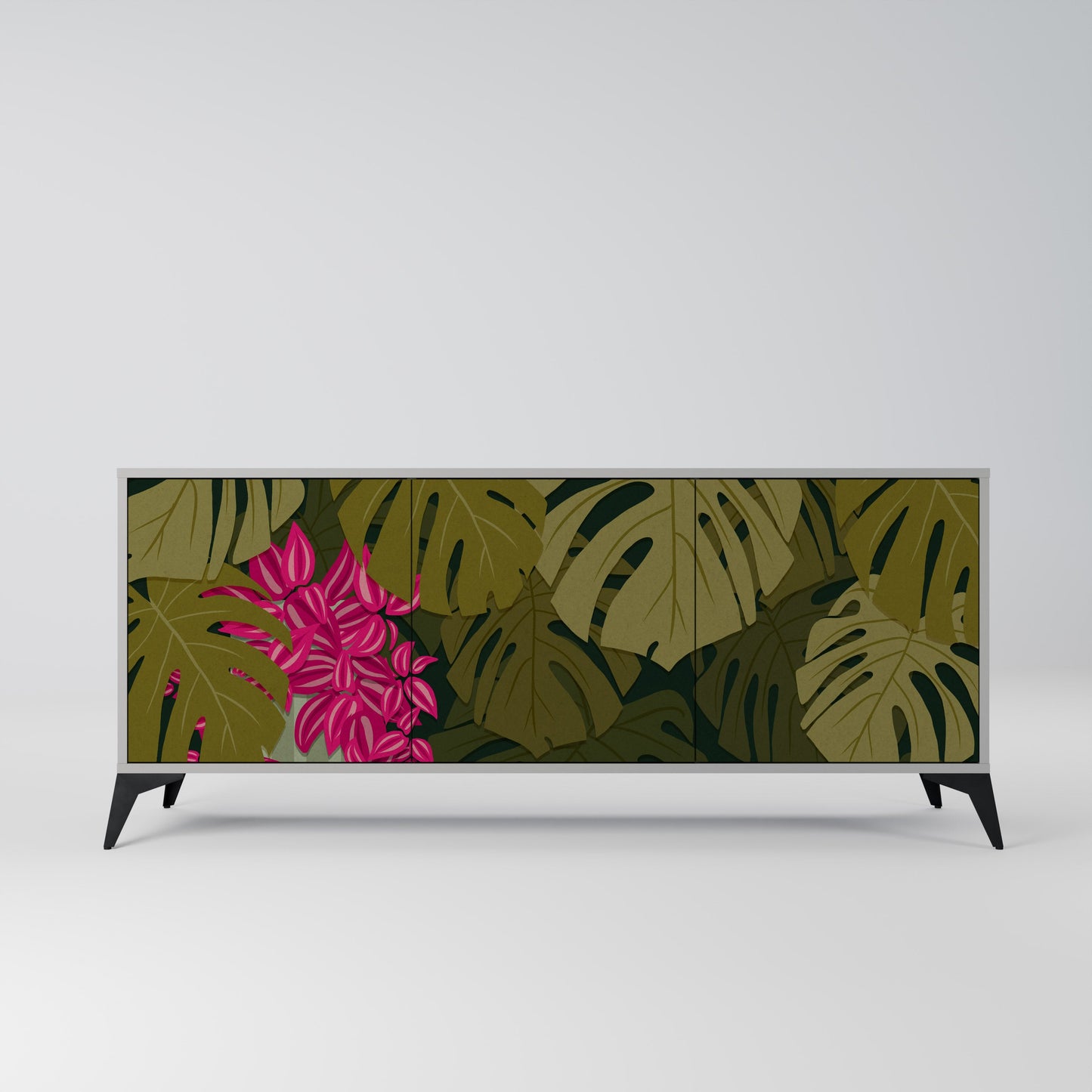 TROPICAL BEAUTY 3-Door Sideboard in Grey Finish