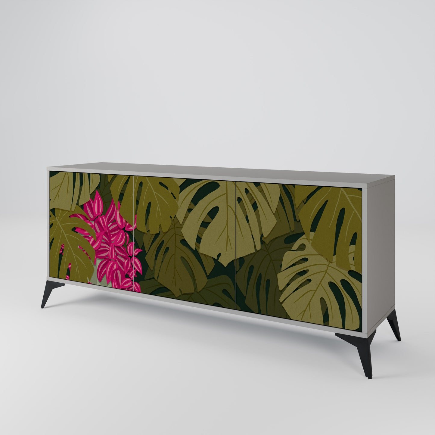 TROPICAL BEAUTY 3-Door Sideboard in Grey Finish
