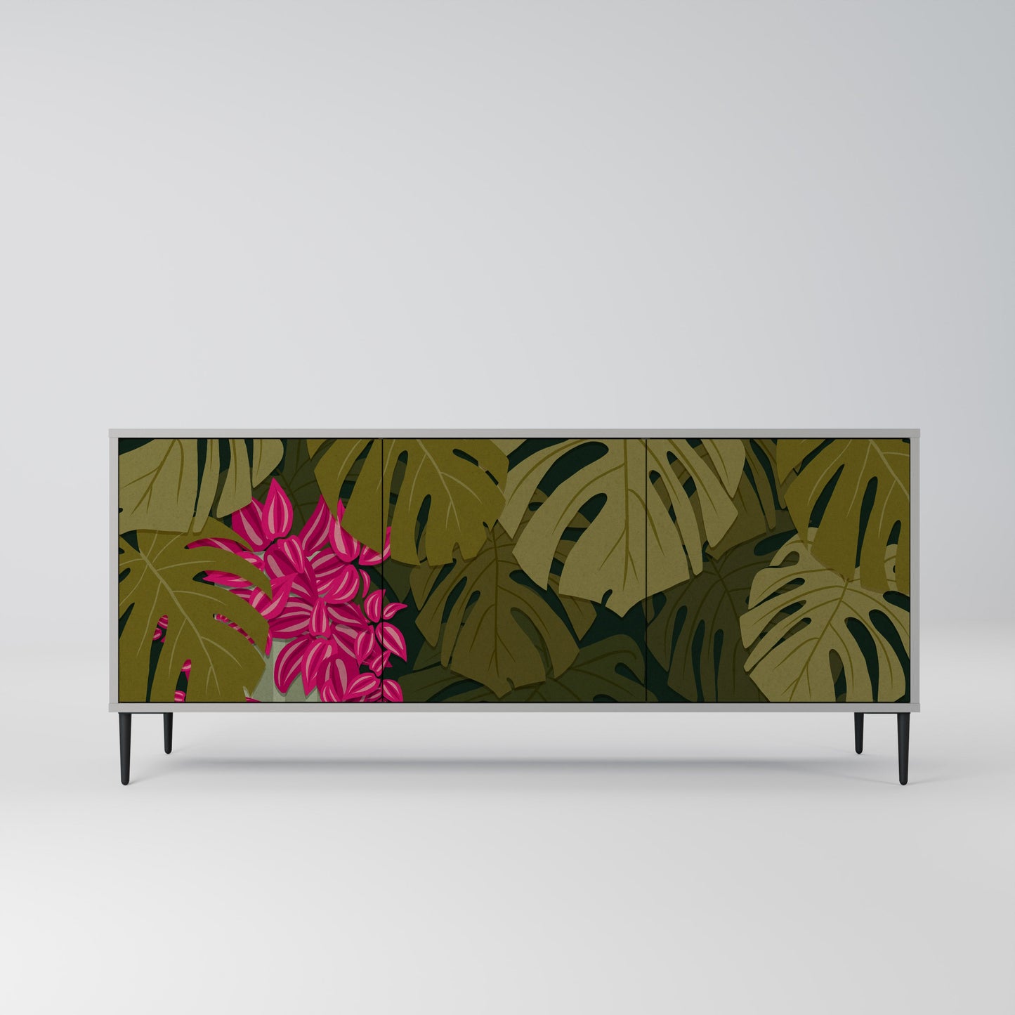 TROPICAL BEAUTY 3-Door Sideboard in Grey Finish