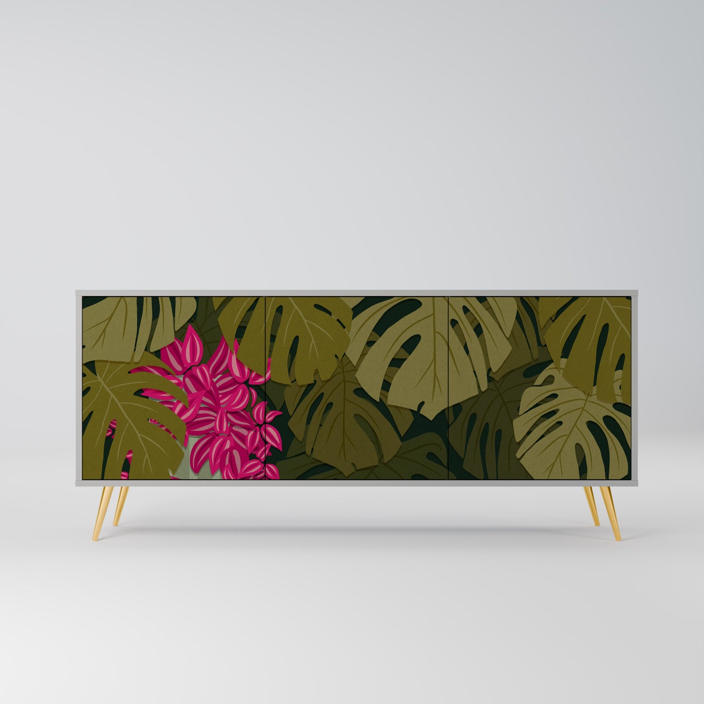 TROPICAL BEAUTY 3-Door Sideboard in Grey Finish
