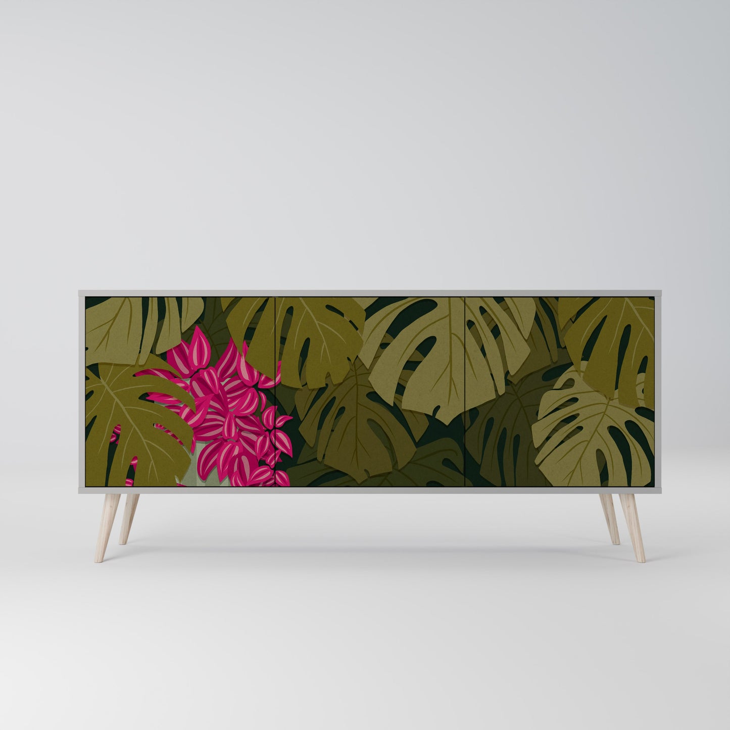 TROPICAL BEAUTY 3-Door Sideboard in Grey Finish