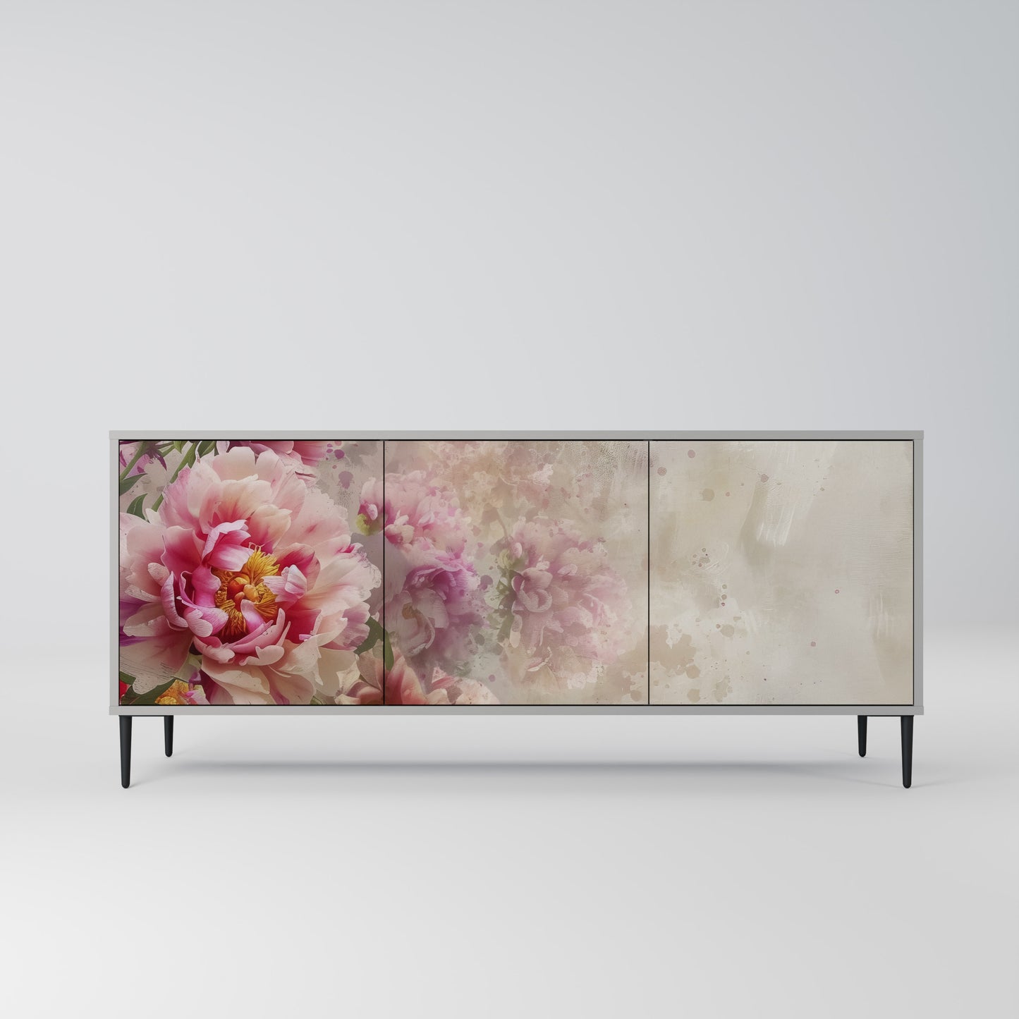 PEONY WHISPER 3-Door Sideboard in Grey Finish