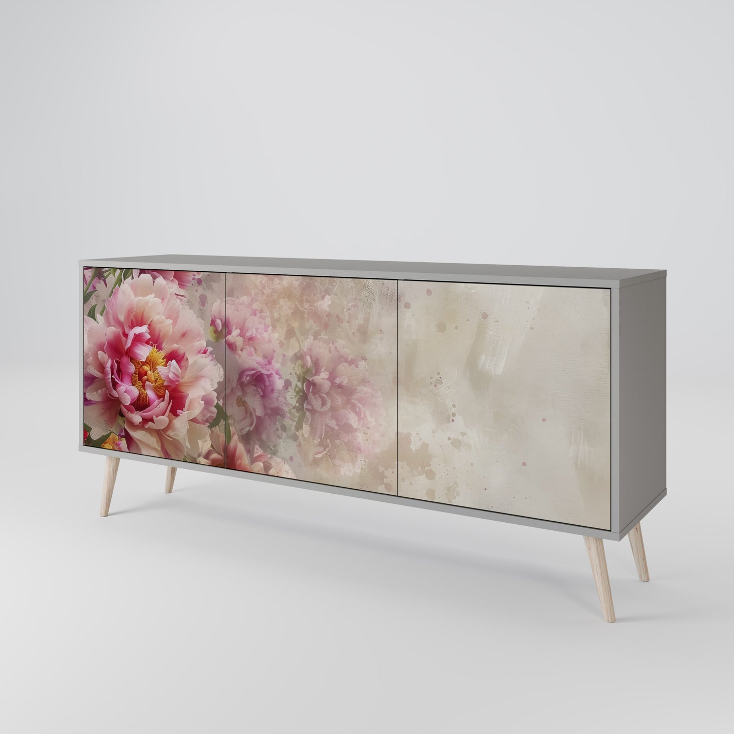 PEONY WHISPER 3-Door Sideboard in Grey Finish
