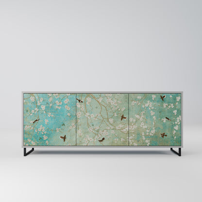 BLOOMING CHARM 3-Door Sideboard in Grey Finish