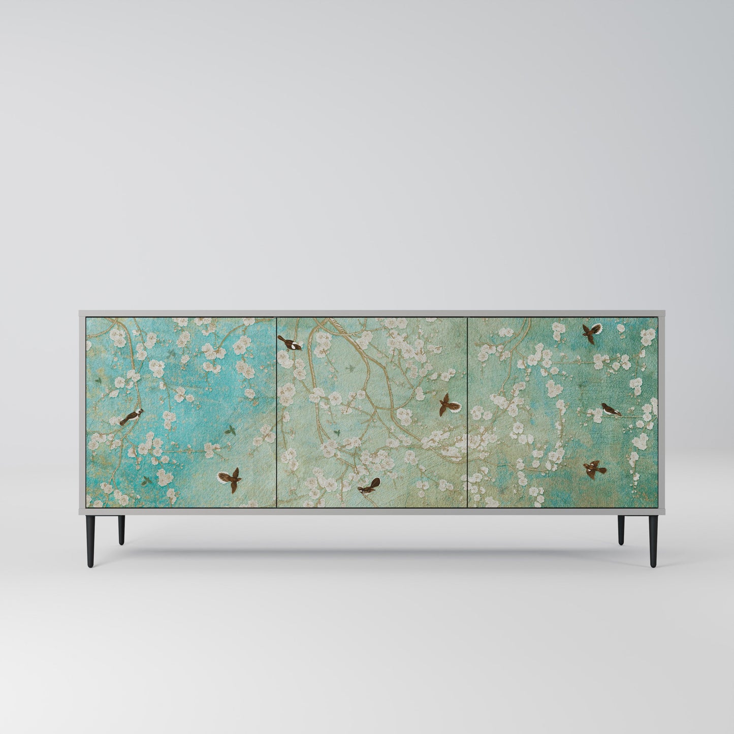 BLOOMING CHARM 3-Door Sideboard in Grey Finish