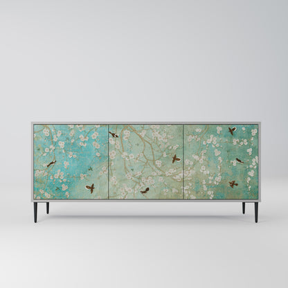 BLOOMING CHARM 3-Door Sideboard in Grey Finish