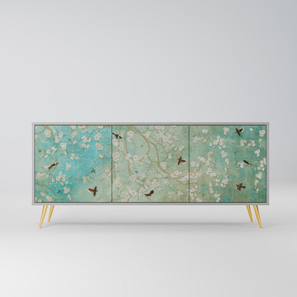 BLOOMING CHARM 3-Door Sideboard in Grey Finish