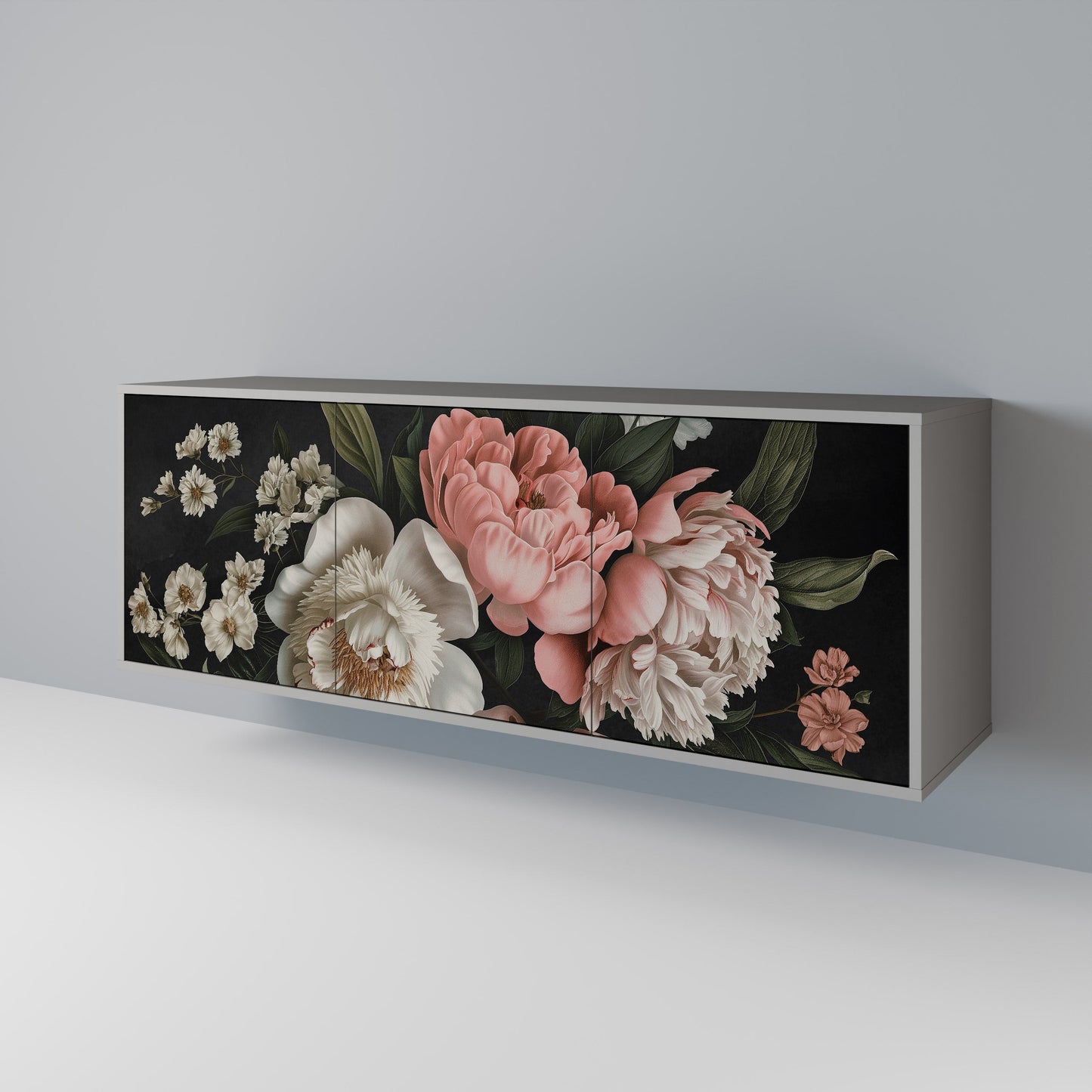 LUSH ELEGANCE 3-Door Sideboard in Grey Finish