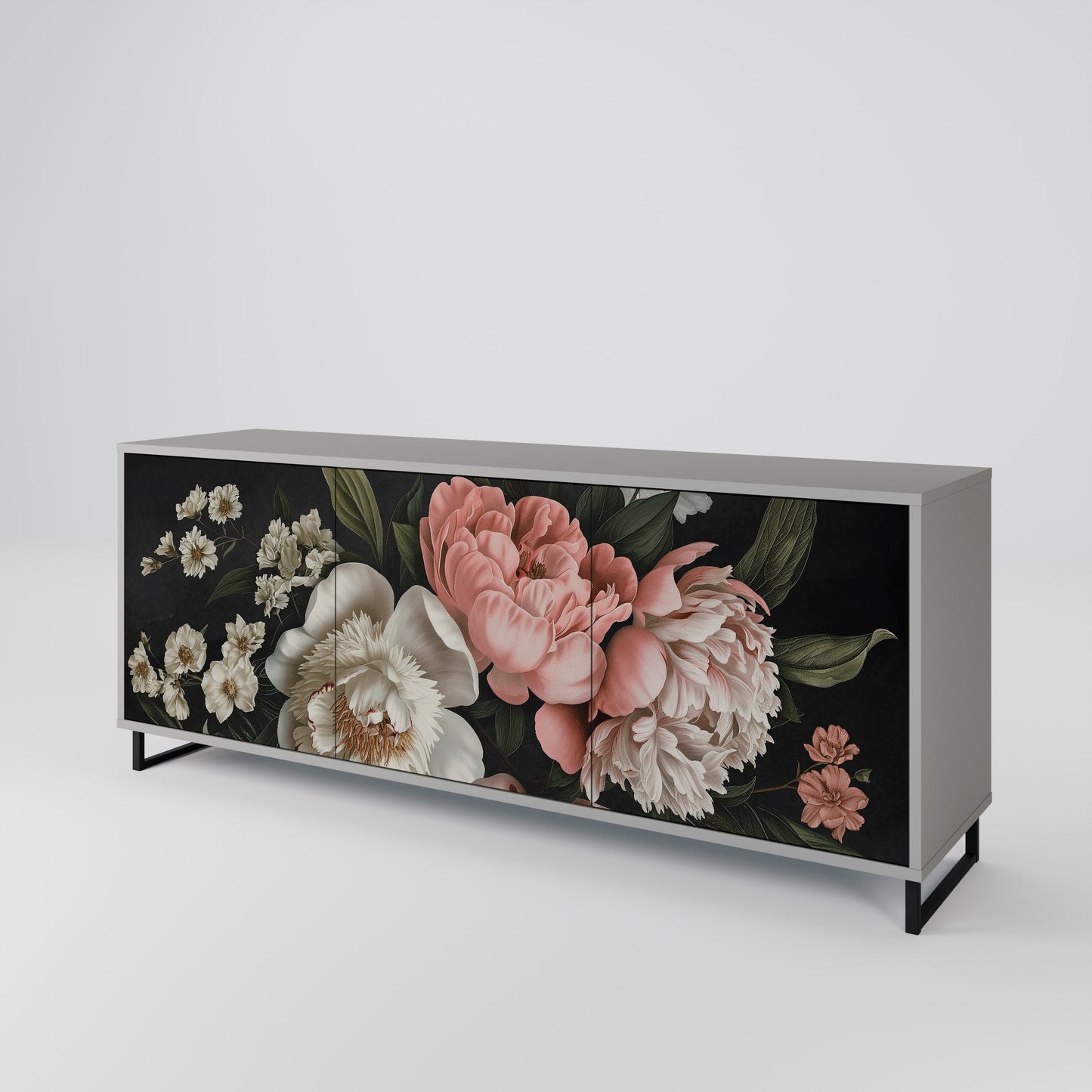 LUSH ELEGANCE 3-Door Sideboard in Grey Finish