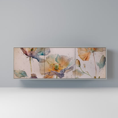 SOFTEN POPPY 3-Door Sideboard in Grey Finish