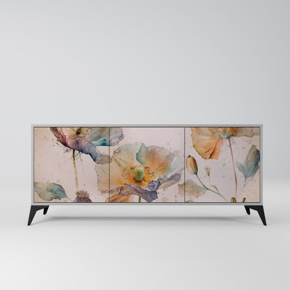 SOFTEN POPPY 3-Door Sideboard in Grey Finish