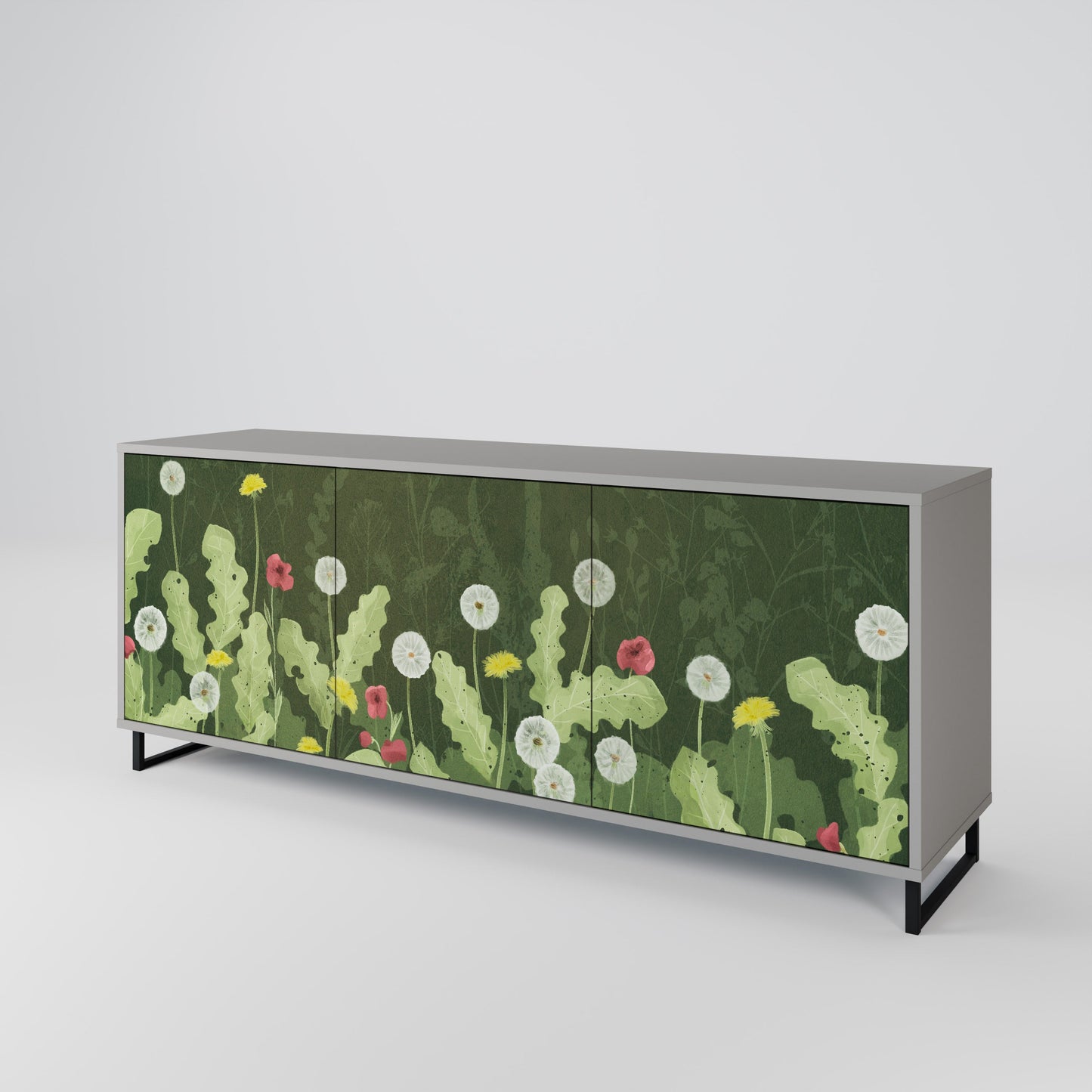 DANDELION AMUSE 3-Door Sideboard in Grey Finish