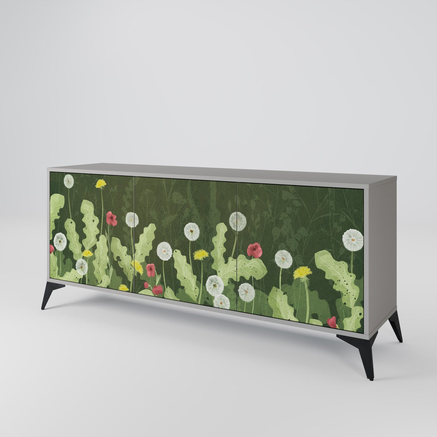 DANDELION AMUSE 3-Door Sideboard in Grey Finish