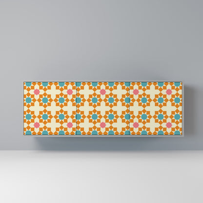 FLORAL DECOR 3-Door Sideboard in Grey Finish