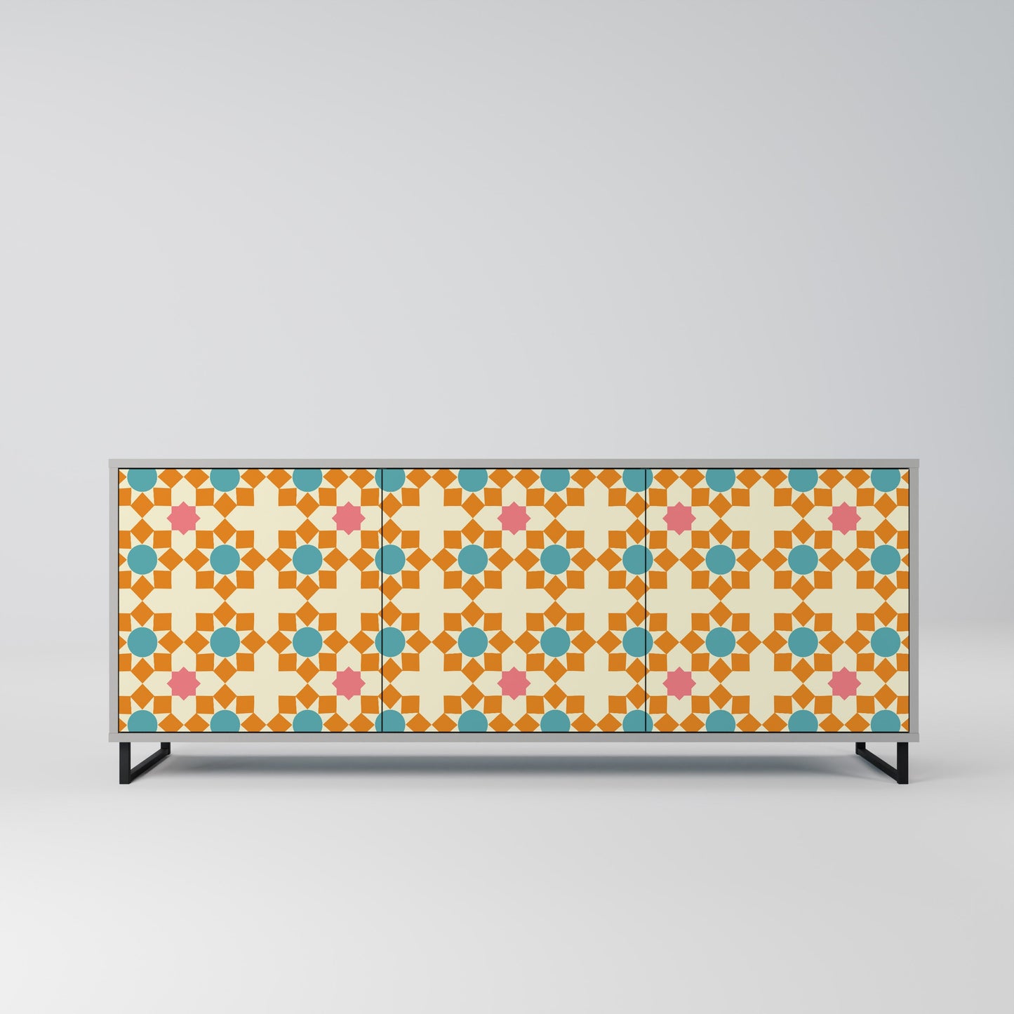 FLORAL DECOR 3-Door Sideboard in Grey Finish