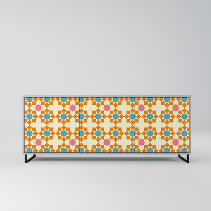 FLORAL DECOR 3-Door Sideboard in Grey Finish