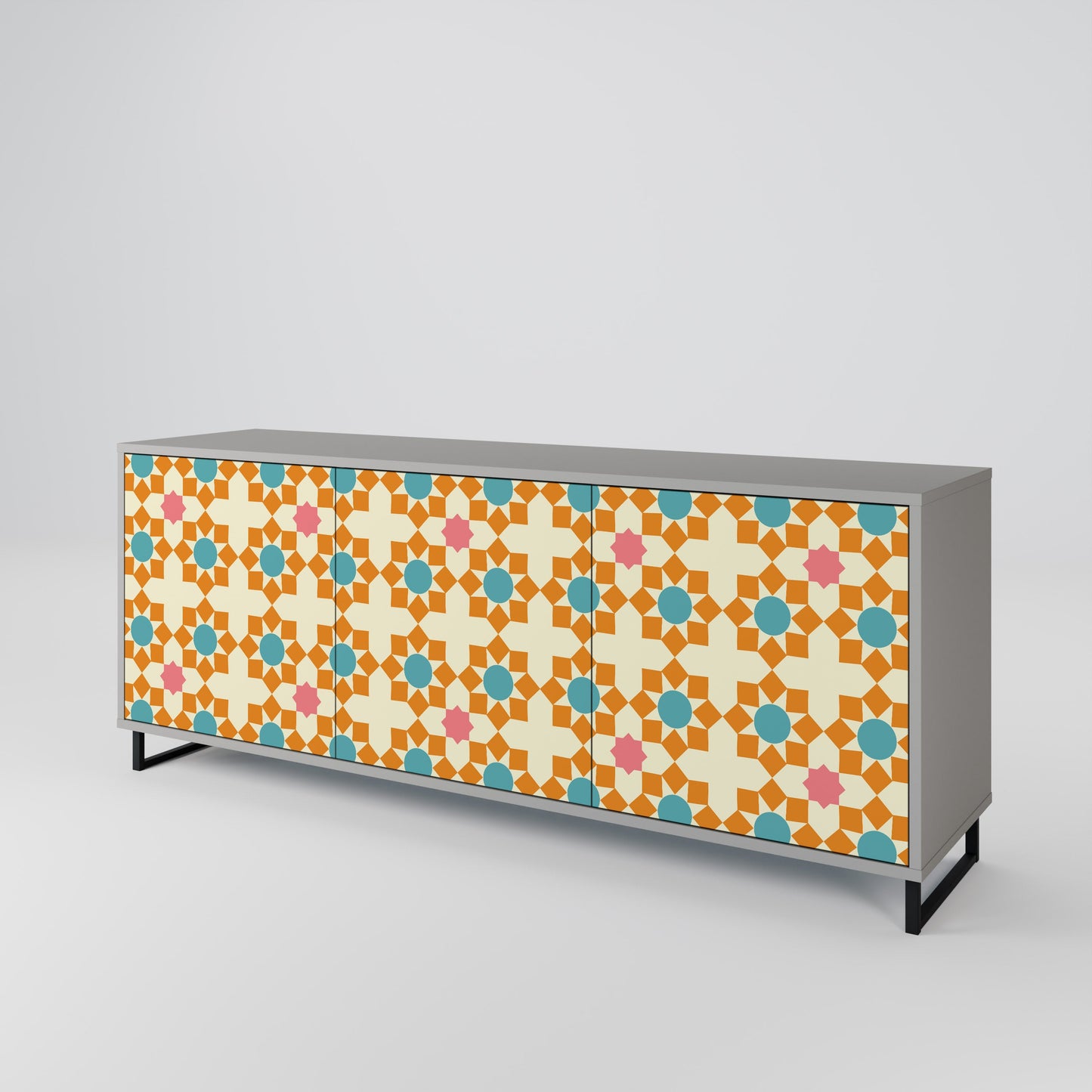FLORAL DECOR 3-Door Sideboard in Grey Finish