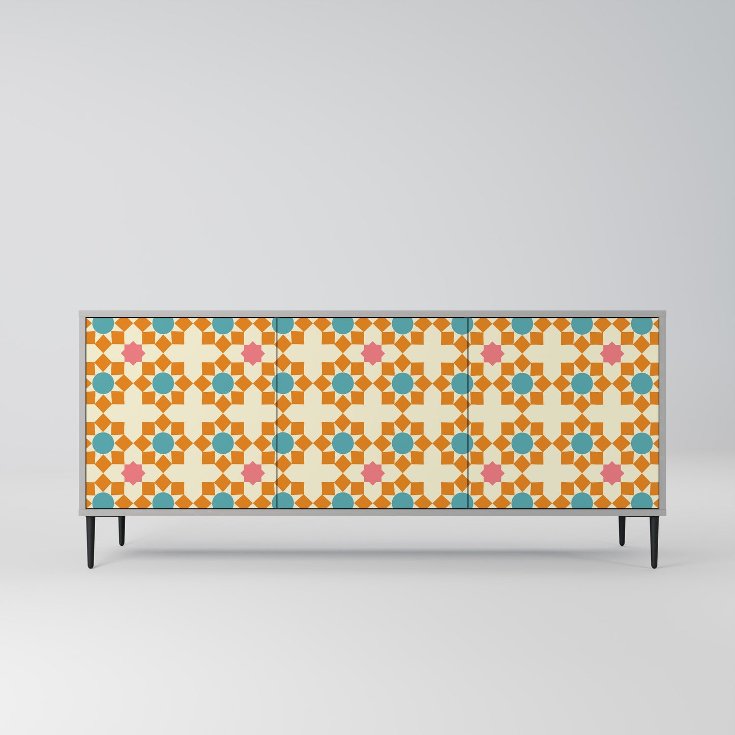 FLORAL DECOR 3-Door Sideboard in Grey Finish