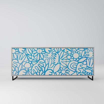 BLOOMY MORNING 3-Door Sideboard in Grey Finish