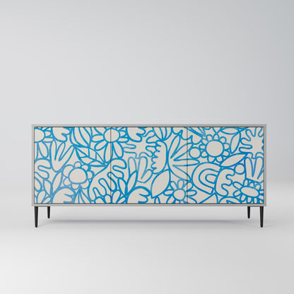 BLOOMY MORNING 3-Door Sideboard in Grey Finish