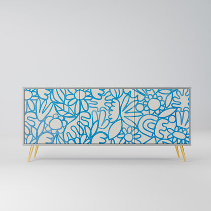 BLOOMY MORNING 3-Door Sideboard in Grey Finish