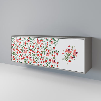 FLOWERS AND STRAWBERRIES 3-Door Sideboard in Grey Finish