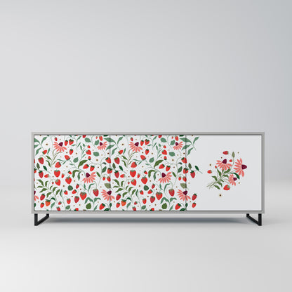 FLOWERS AND STRAWBERRIES 3-Door Sideboard in Grey Finish