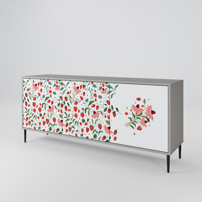 FLOWERS AND STRAWBERRIES 3-Door Sideboard in Grey Finish