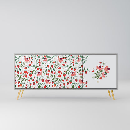 FLOWERS AND STRAWBERRIES 3-Door Sideboard in Grey Finish