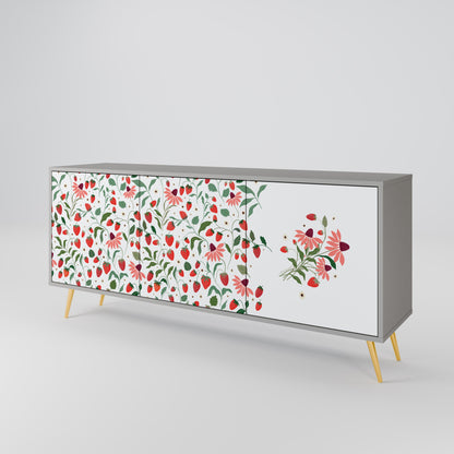 FLOWERS AND STRAWBERRIES 3-Door Sideboard in Grey Finish