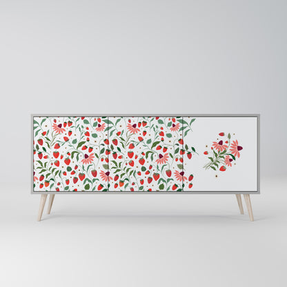 FLOWERS AND STRAWBERRIES 3-Door Sideboard in Grey Finish