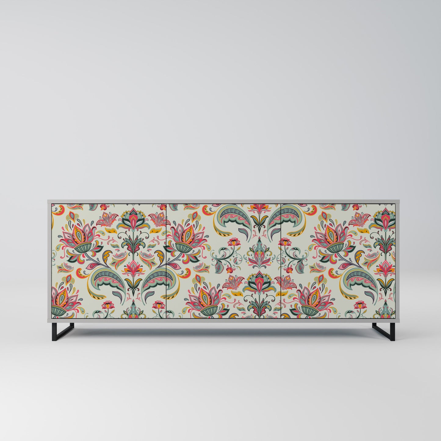 ORGANIC FOLKLORE 3-Door Sideboard in Grey Finish