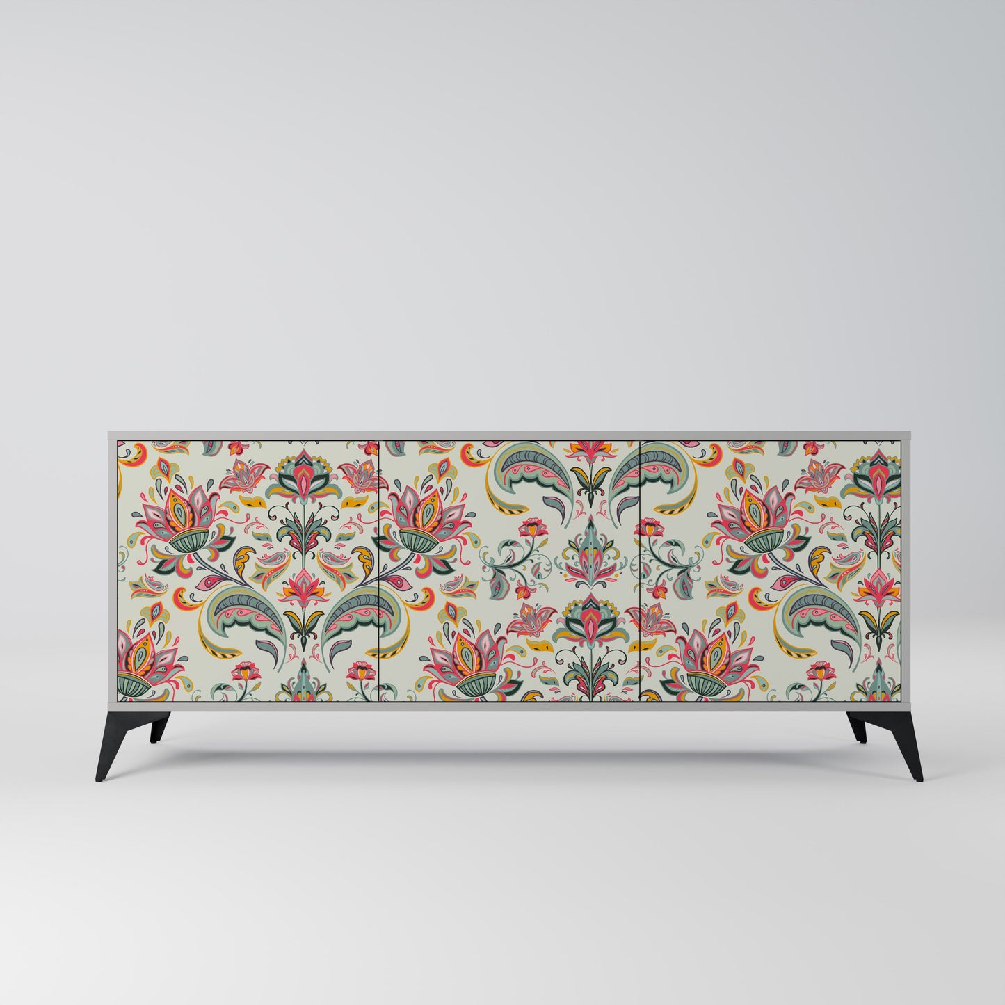 ORGANIC FOLKLORE 3-Door Sideboard in Grey Finish