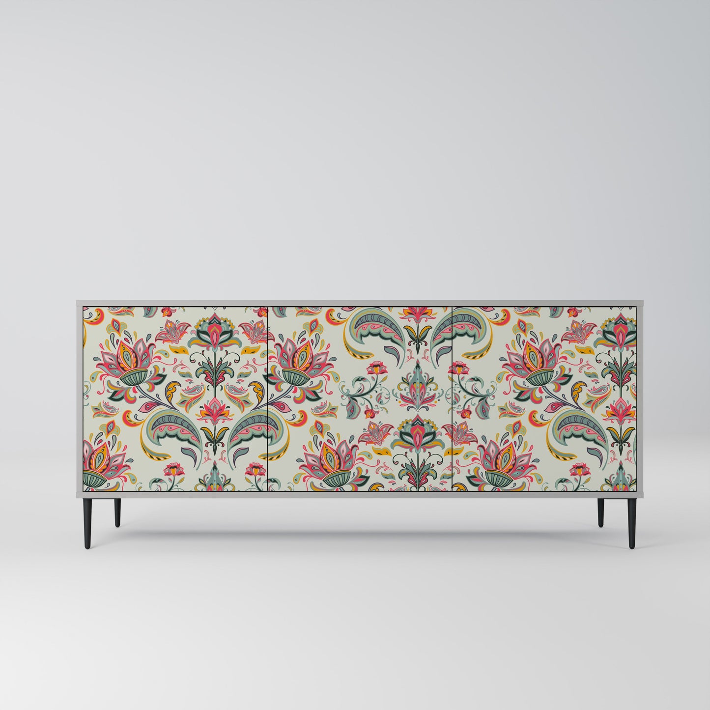 ORGANIC FOLKLORE 3-Door Sideboard in Grey Finish