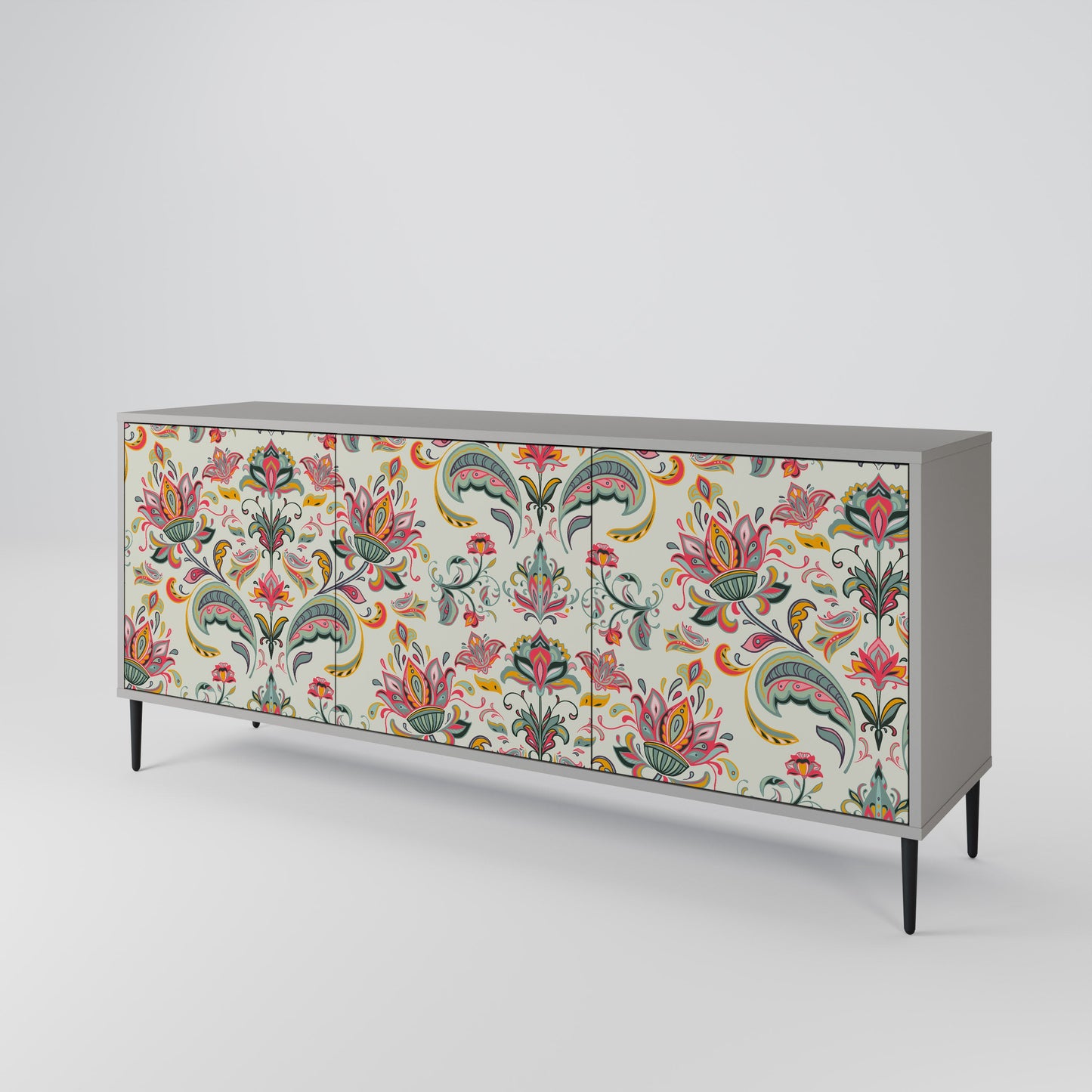 ORGANIC FOLKLORE 3-Door Sideboard in Grey Finish