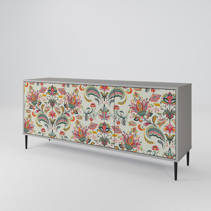 ORGANIC FOLKLORE 3-Door Sideboard in Grey Finish