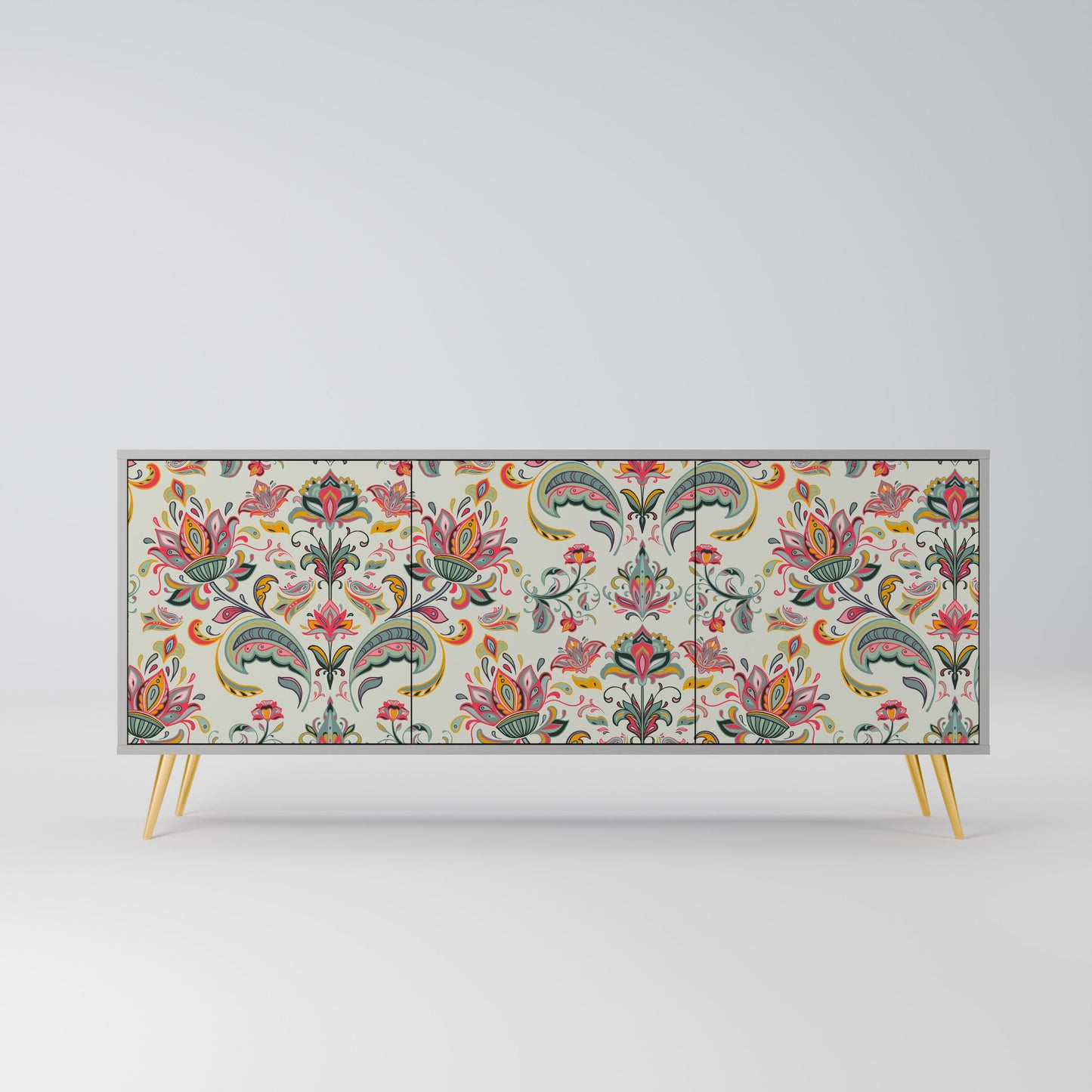 ORGANIC FOLKLORE 3-Door Sideboard in Grey Finish