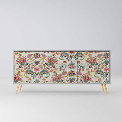 ORGANIC FOLKLORE 3-Door Sideboard in Grey Finish