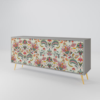 ORGANIC FOLKLORE 3-Door Sideboard in Grey Finish