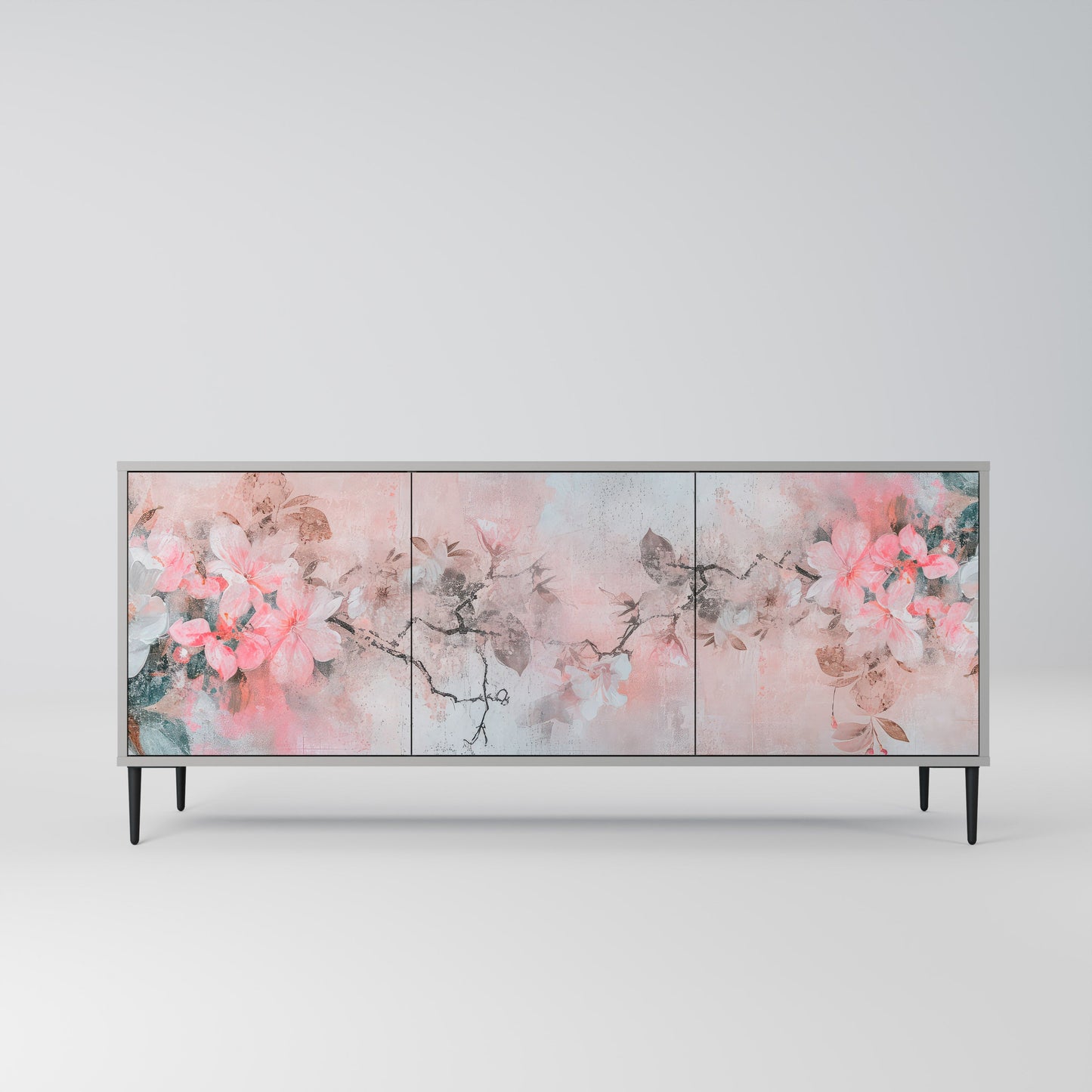 CHERRY BLOSSOM 3-Door Sideboard in Grey Finish