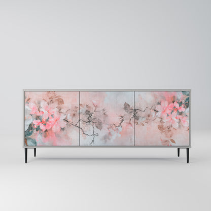 CHERRY BLOSSOM 3-Door Sideboard in Grey Finish