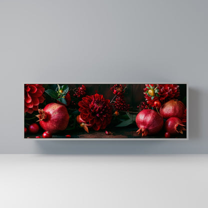 DAHLIAS AND POMEGRANATES 3-Door Sideboard in Grey Finish