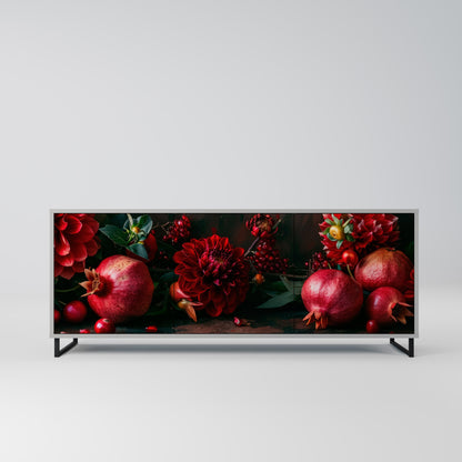 DAHLIAS AND POMEGRANATES 3-Door Sideboard in Grey Finish