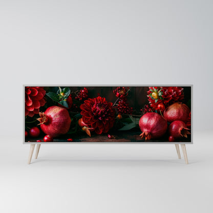 DAHLIAS AND POMEGRANATES 3-Door Sideboard in Grey Finish